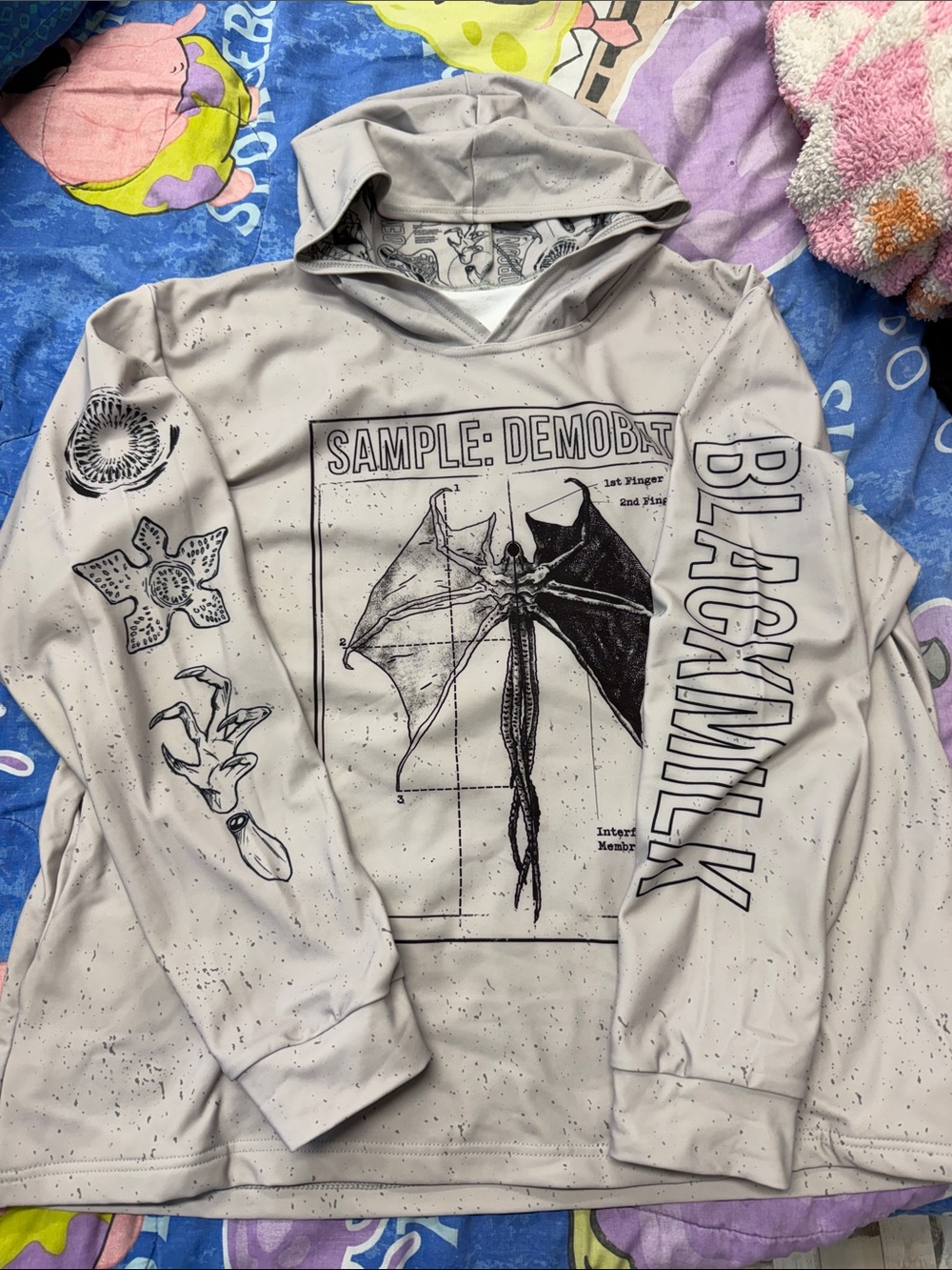 Blackmilk grey Graphic Demonbat Hoodie women xl